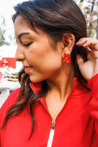 Pretty Poinsettias Stud Earrings • Red