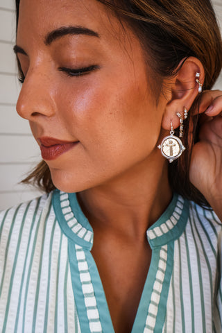 Refined Faith Cross Earrings • Silver Mix