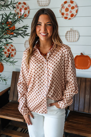 Satin Stunner Dotted Blouse • Blush