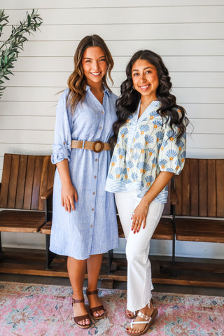 Sunday Brunch Belted Shirtdress • Chambray - FINAL SALE