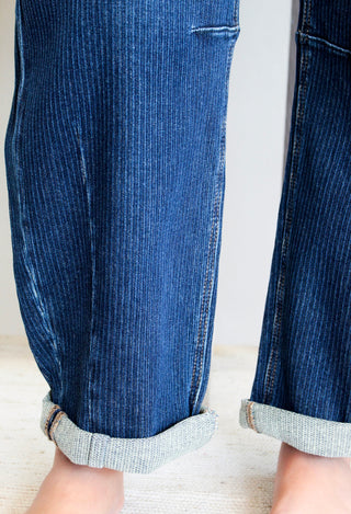 Rocelyn Pinstripe Barrel Jean • Dark Wash