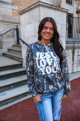 Jesus Loves You Hoodie • Grey Camo