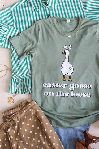Easter Goose On The Loose Graphic Tee • Sage