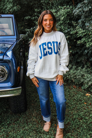 Jesus/Faith Reversible Pullover • White/Ash Grey