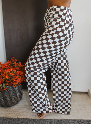 Danica Checkered Pants • Espresso - FINAL SALE