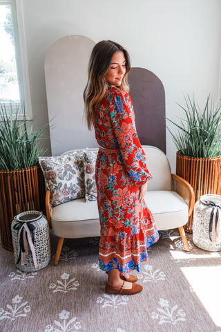 Fall Frenzy 6 • Red Floral Midi - FINAL SALE