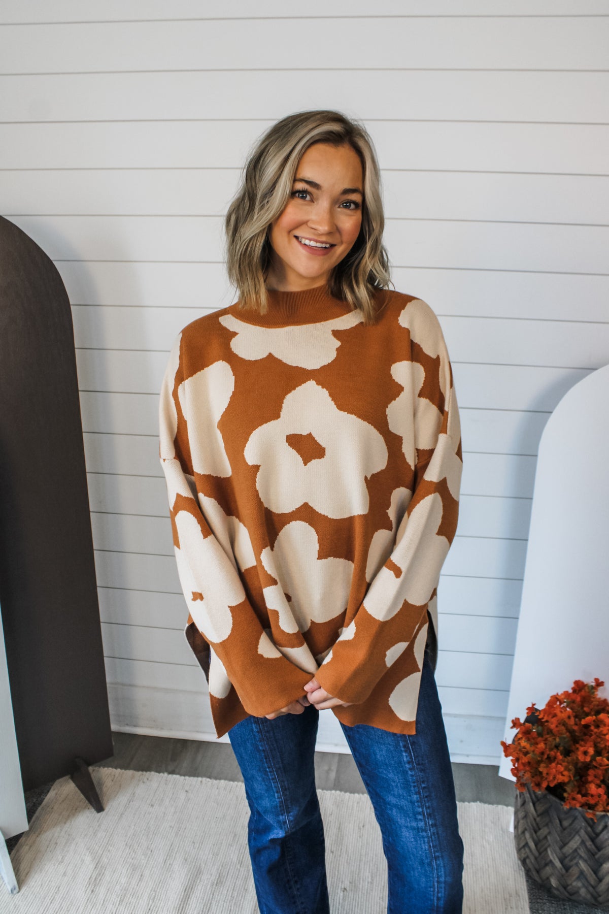 Poppy Street Flower Sweater • Toffee