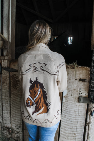 Hold Your Horses Sweater Cardigan  • Cream