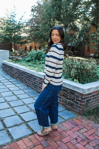 Cabin Fever Striped Sweater • Navy