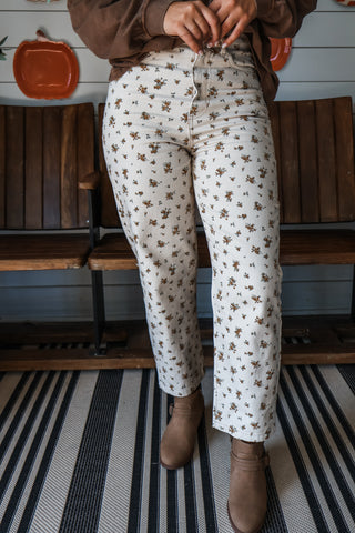 Autumn Meadow Denim Pants • Oatmeal
