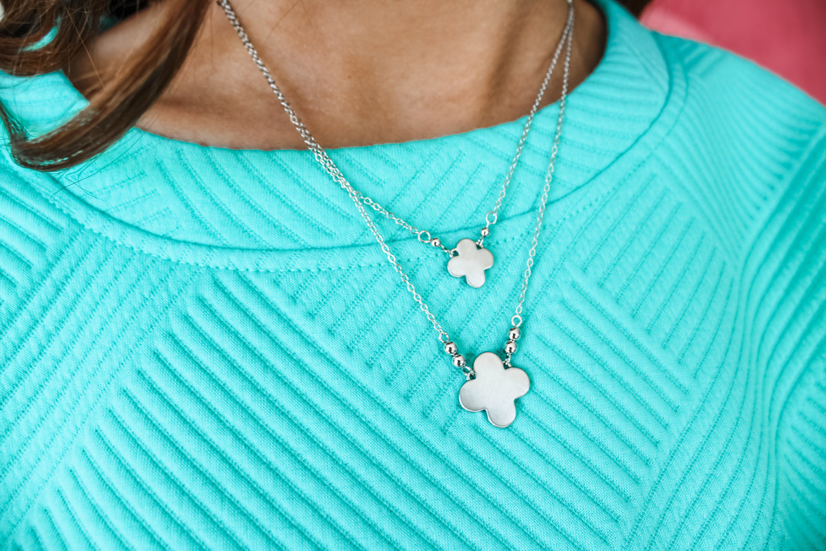 New Beginnings Layered Clover Necklace • Silver