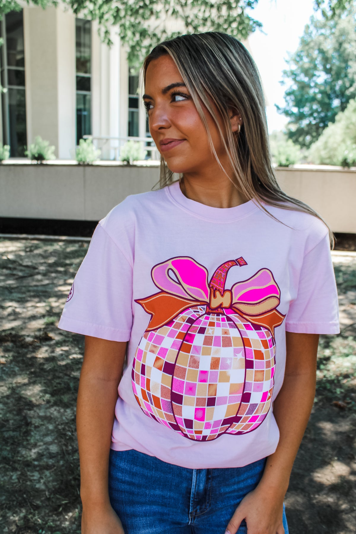 Pumpkin Disco Graphic Tee • Pink - FINAL SALE