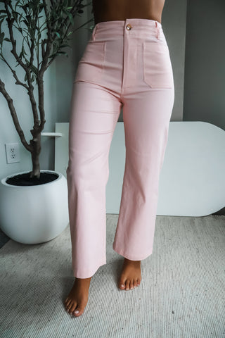 Sutton patch pocket pant • pastel pink