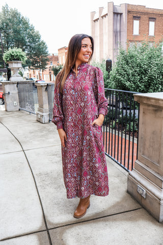 Vineyard Blooms Shirtdress • Wine