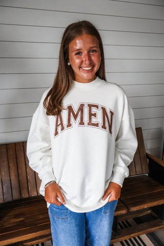 Amen Graphic Mock Neck Sweatshirt • Ivory