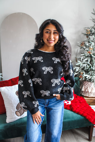Good Cheer Bow Sweater • Black