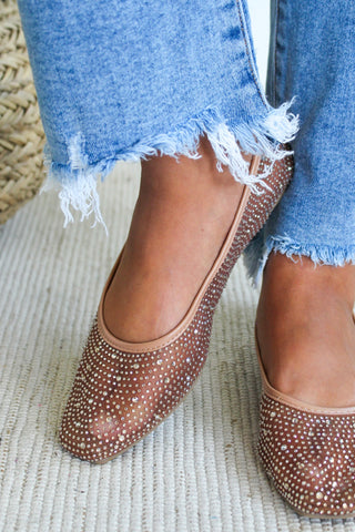 Zara Rhinestone Ballet Flat • Nude