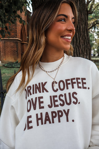 Drink Coffee Mock Neck Sweatshirt • Ivory