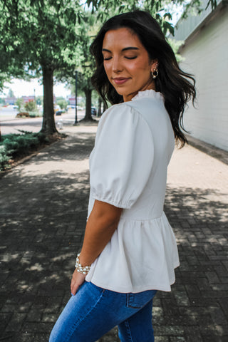 Without thinking • cream peplum - FINAL SALE