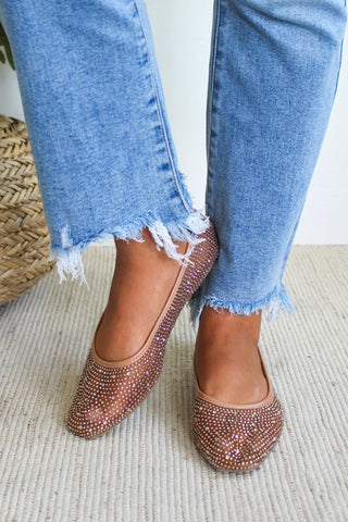 Zara Rhinestone Ballet Flat • Nude