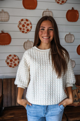 Funfetti Waffle Pullover • Cream