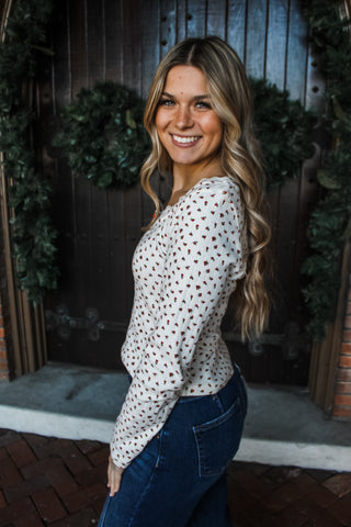 Roses Are Red Pointelle Top • Cream