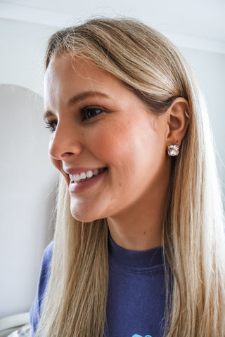 Solitaire Sparkle Stud Earrings • Gold
