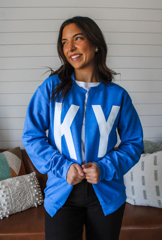 Simply Kentucky Sweatshirt Cardigan • Heather Blue