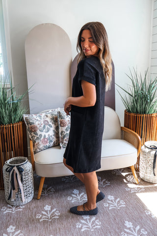 Fall Frenzy 10 • Black Ribbed Pocket Dress - FINAL SALE