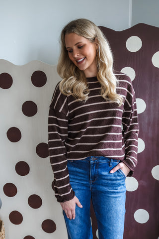 Fireside Stripes Sweater • Cocoa Bean