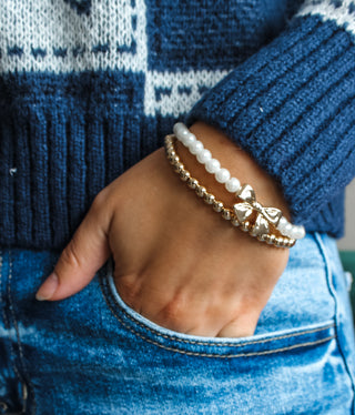 Good Cheer Bow Pearl Bracelet • Gold