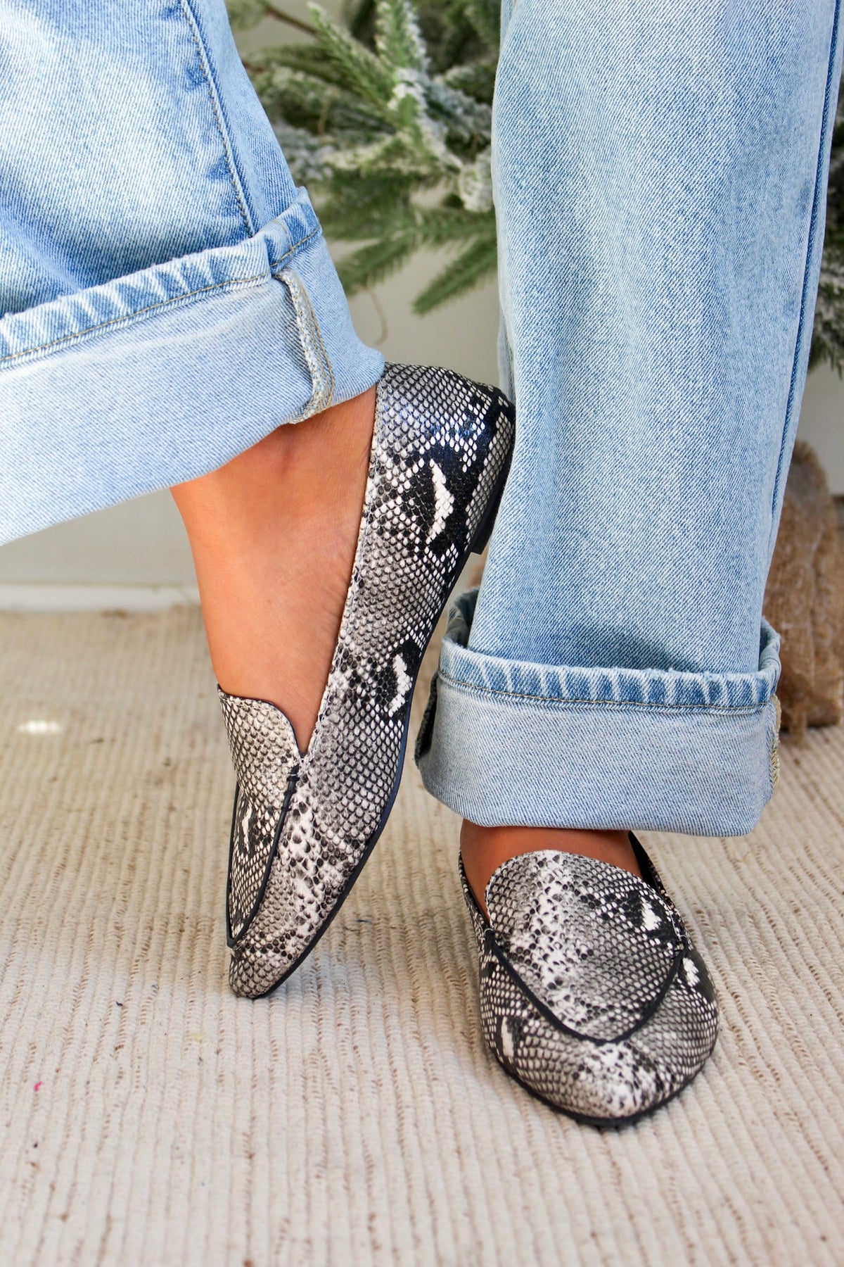 Polished Style Pointed Toe Flat • Snakeskin