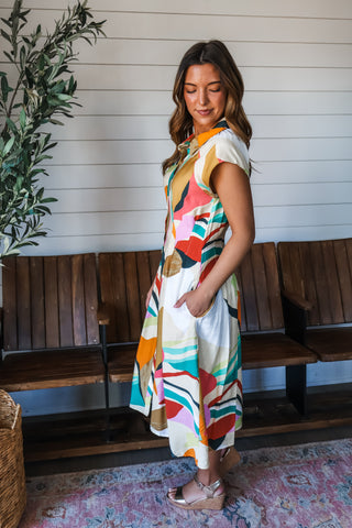 Spring Statement Pocket Dress • Yellow Multi