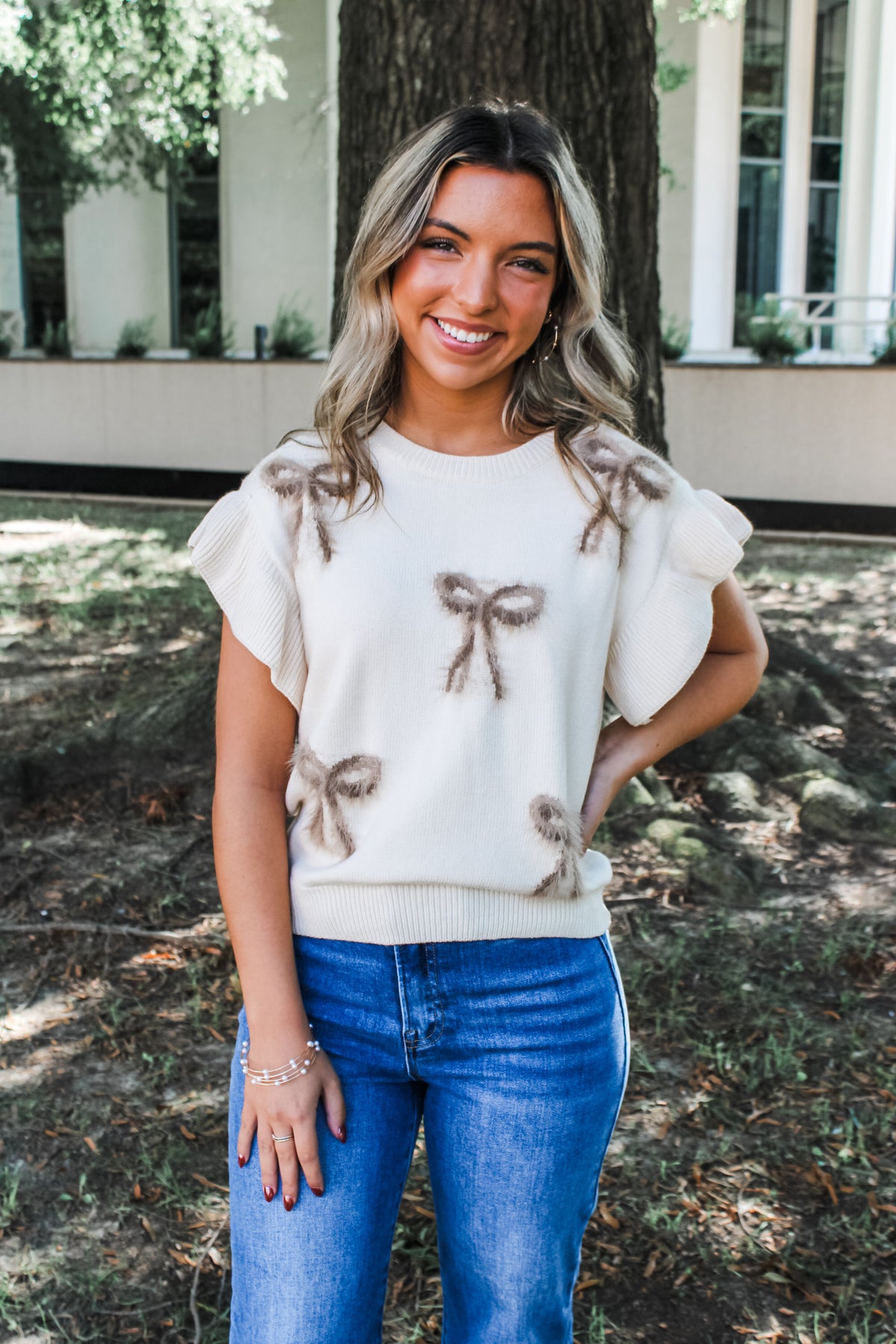 Sweet As A Bow Sweater • Cream