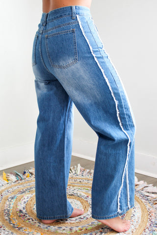 Vera Frayed Detail Wide Leg Pants