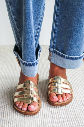 Kenley Strappy Slide • Gold