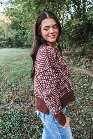Sadie Geometric Sweater • Chocolate