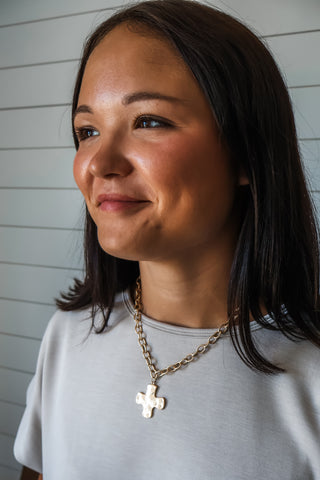 Cross Charm Chain Necklace • Gold