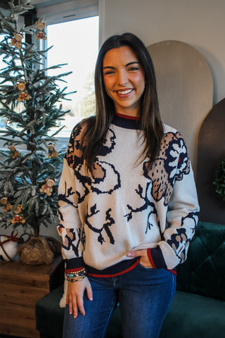 Ranch Romance Floral Sweater • Beige