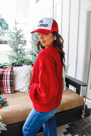 Santa We Good Trucker Hat • White/Red