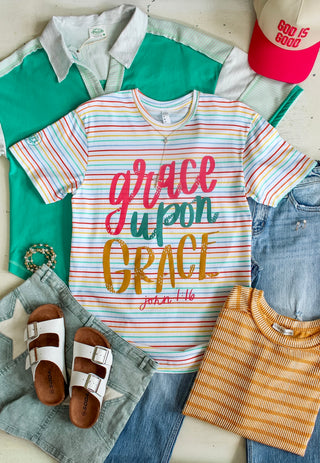 Grace Upon Grace Graphic Tee • Stripes Multi