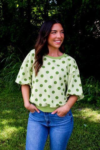 Poppy Polka Dot Pullover • Green