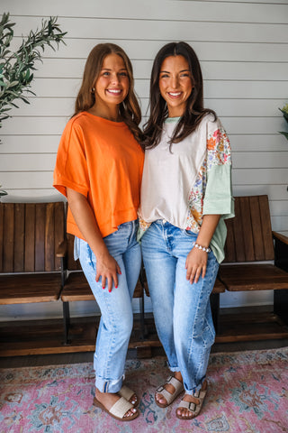 Cottage Blooms Colorblock Top • Green Mix