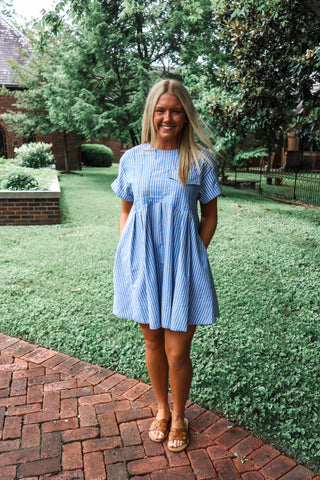 Fresh Lines Pleated Mini • Blue Stripe