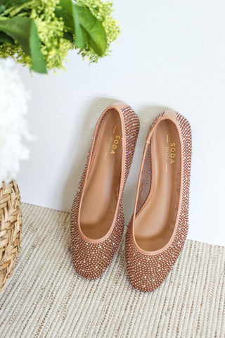 Zara Rhinestone Ballet Flat • Nude