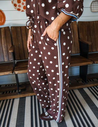 Playful Personality Dotted Pant Set • Brown