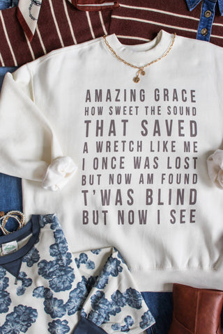 Amazing Grace Mock Neck Sweatshirt • Ivory