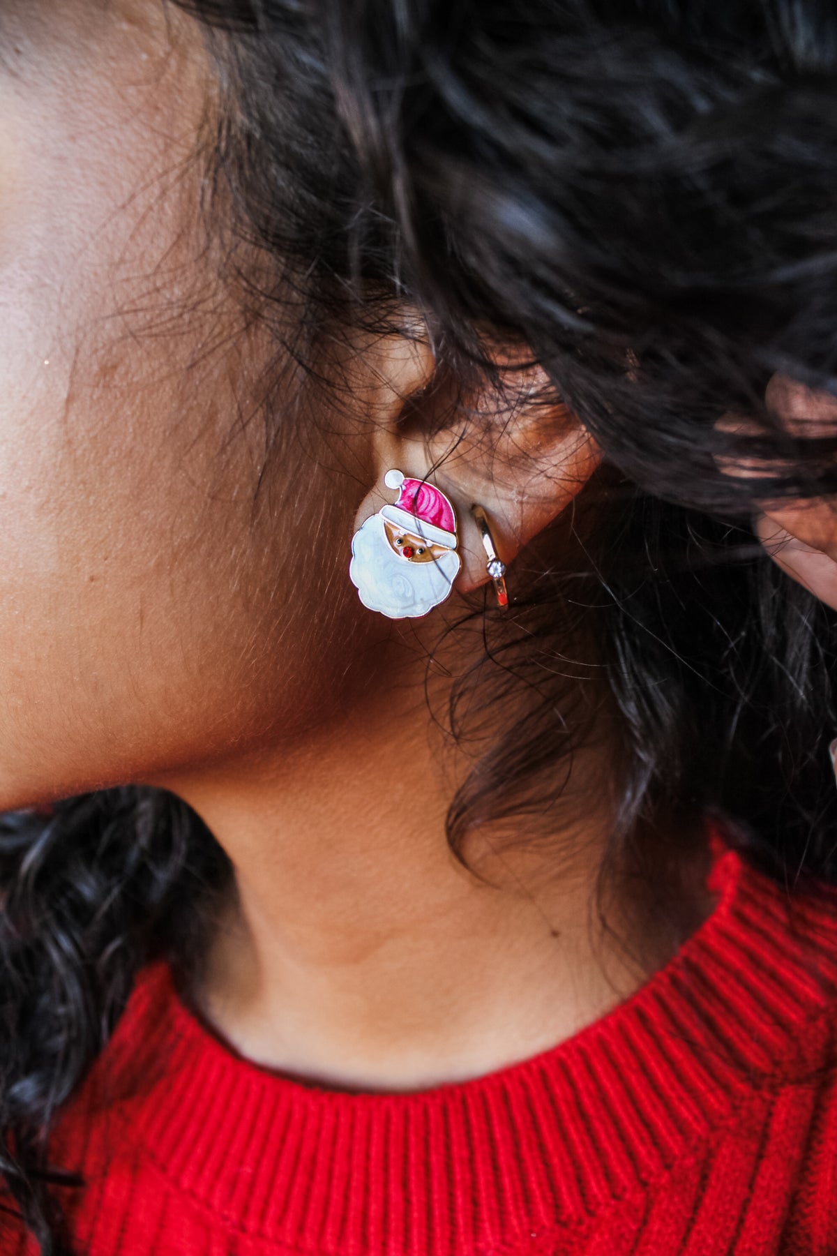 Here Comes Santa Claus Enamel Earrings