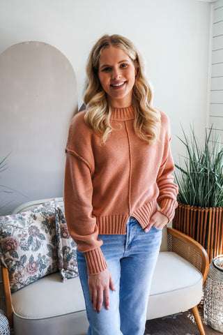 Fall Frenzy 24 • Dusty Peach Seamed Sweater - FINAL SALE