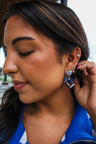 Football Fancy Enamel Earrings • Brown Multi